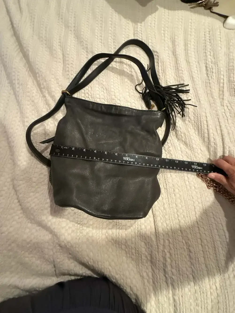 Hobo The Original Black Leather Slouchy Shoulder Bag with Tassel